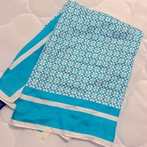 White and blue/ teal scarf